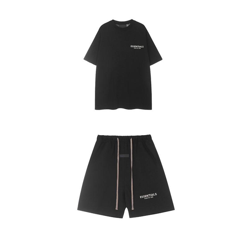 Základy 3D Silikonový Potisk Bavlněné Tričko Šortky Set Unisex Volný Streetwear Outfit