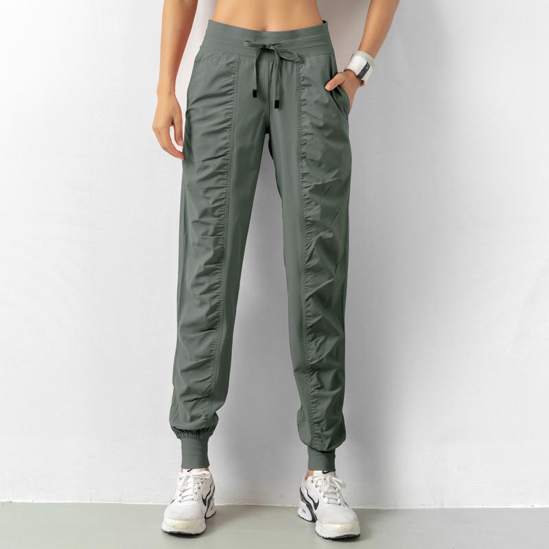 Lulu Women's Lightweight Quick-Dry Pleated Joggers - Breathable, Loose, Slimming, Casual Fitness Pants for Summer Running