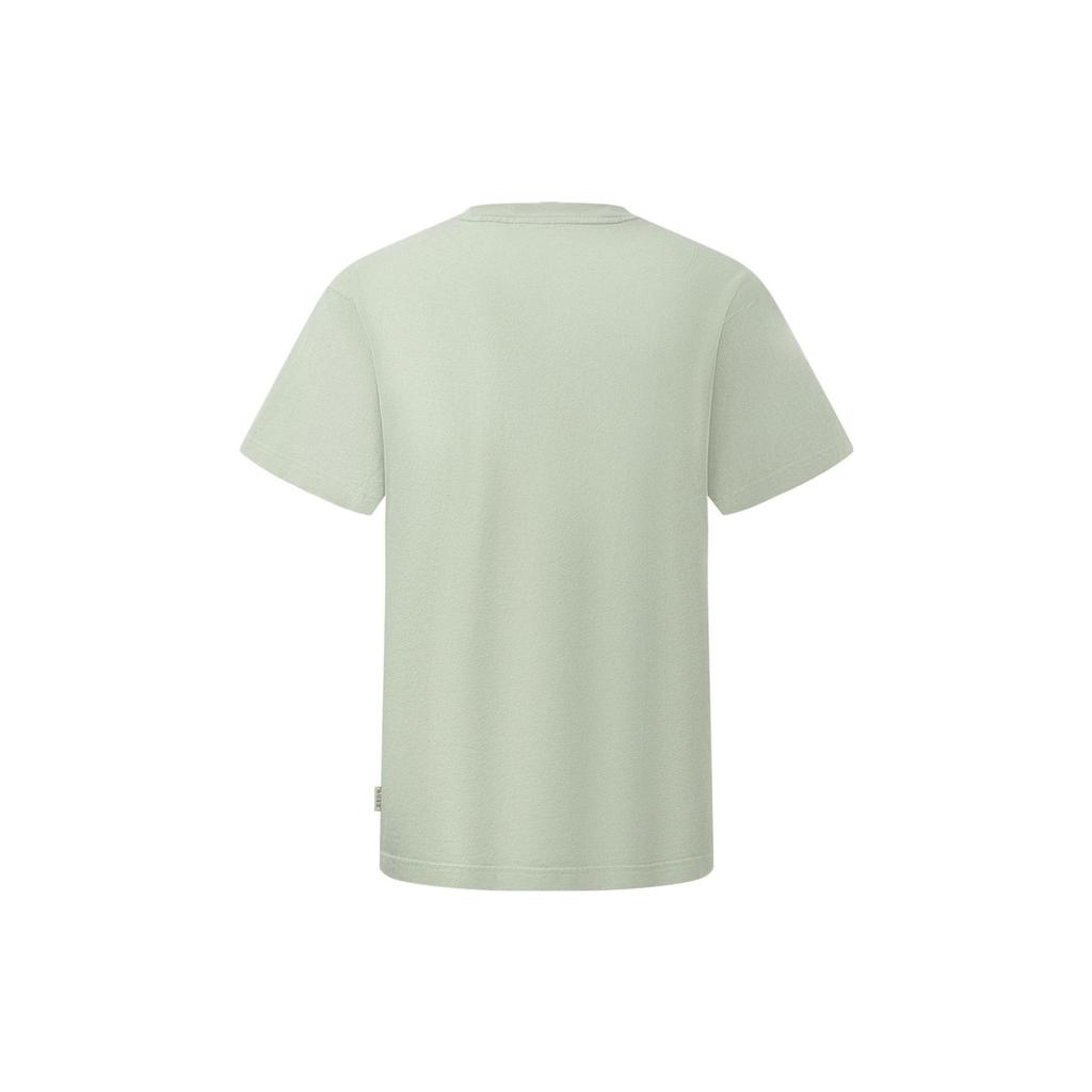 Li Ning Letter Print Loose Round Neck Short Sleeve T-Shirt Unisex Tops Desert-Green AHST153-7