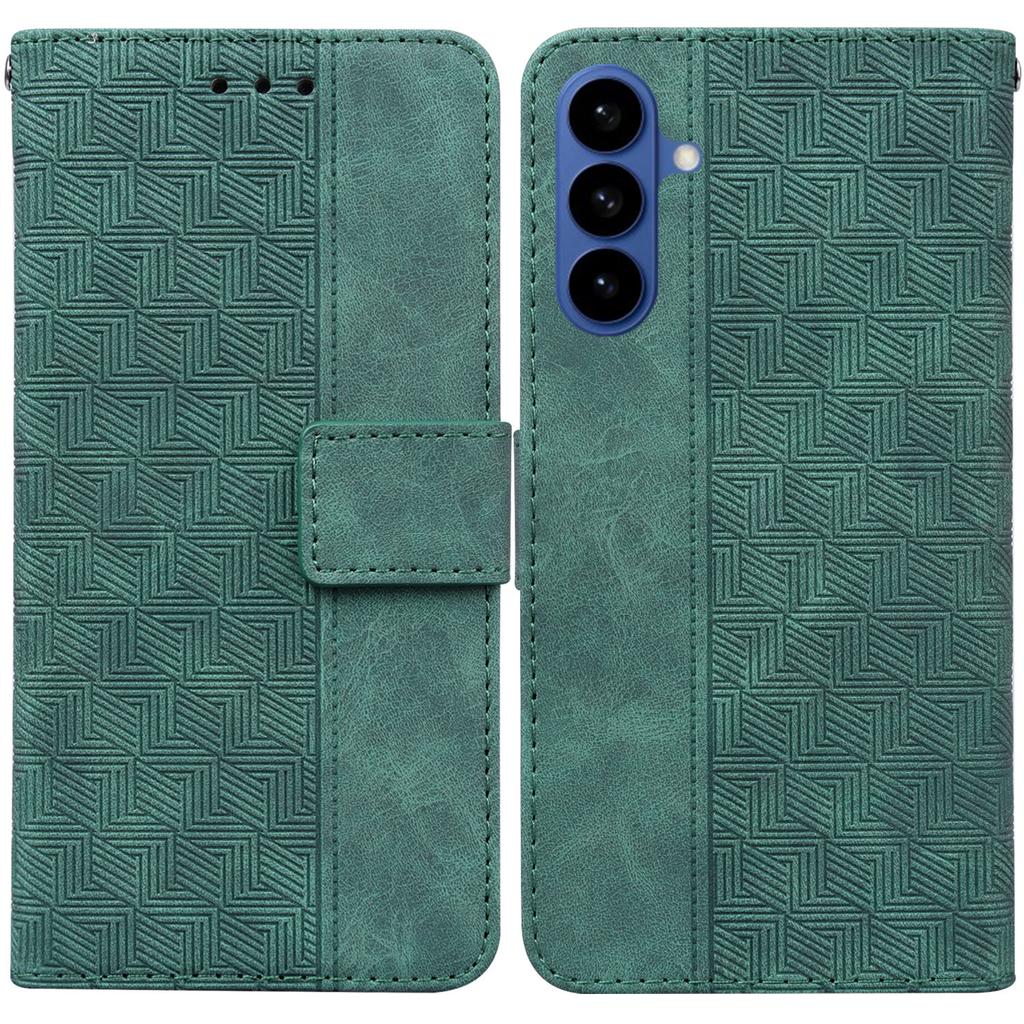 For Samsung Galaxy S26+ Case Geometry Pattern Leather Wallet Phone Cover with Wrist Strap