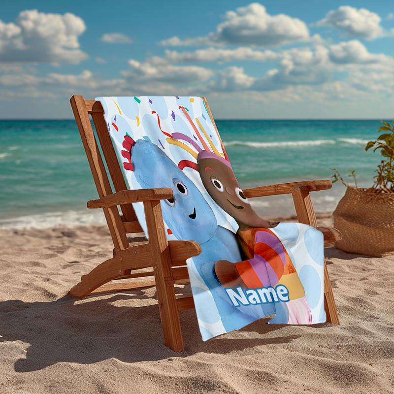 Custom Name Ultra-Soft Beach Towel with In the Night Garden Theme,Ideal for Pool - Camping, Diving - Perfect Travel Essential, Vibrant Beach Towel.
