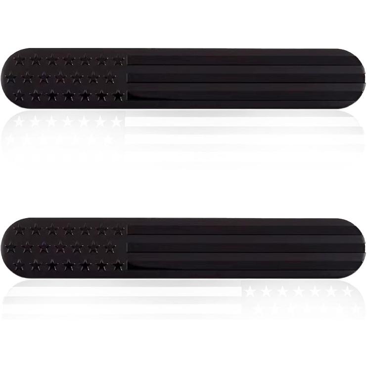 Pack of 2 Black USA American Metal Flag Auto Fender Emblem, Car Badge Car Decals, Used for Most Cars, Trucks, Suvs(Black)