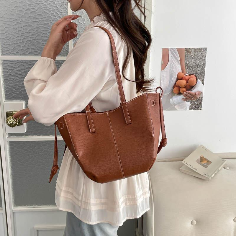 Trend Lychee Pattern Tote Bag Women's Spring Texture Large Capacity Commuting Shoulder Messenger Bag