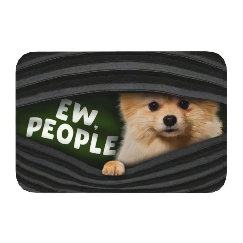 Pomeranian Dog With Summer Leaf Doormat Non-Slip Kitchen Bathroom Mat Garden Garage Floor Door Entrance Carpet Rug