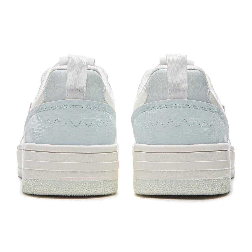 Li Ning Tianji Soft Slip Resistant, Abrasion Resistant, Height Increasing Low Top Skateboard Shoes Women's White Blue AGCW068-1