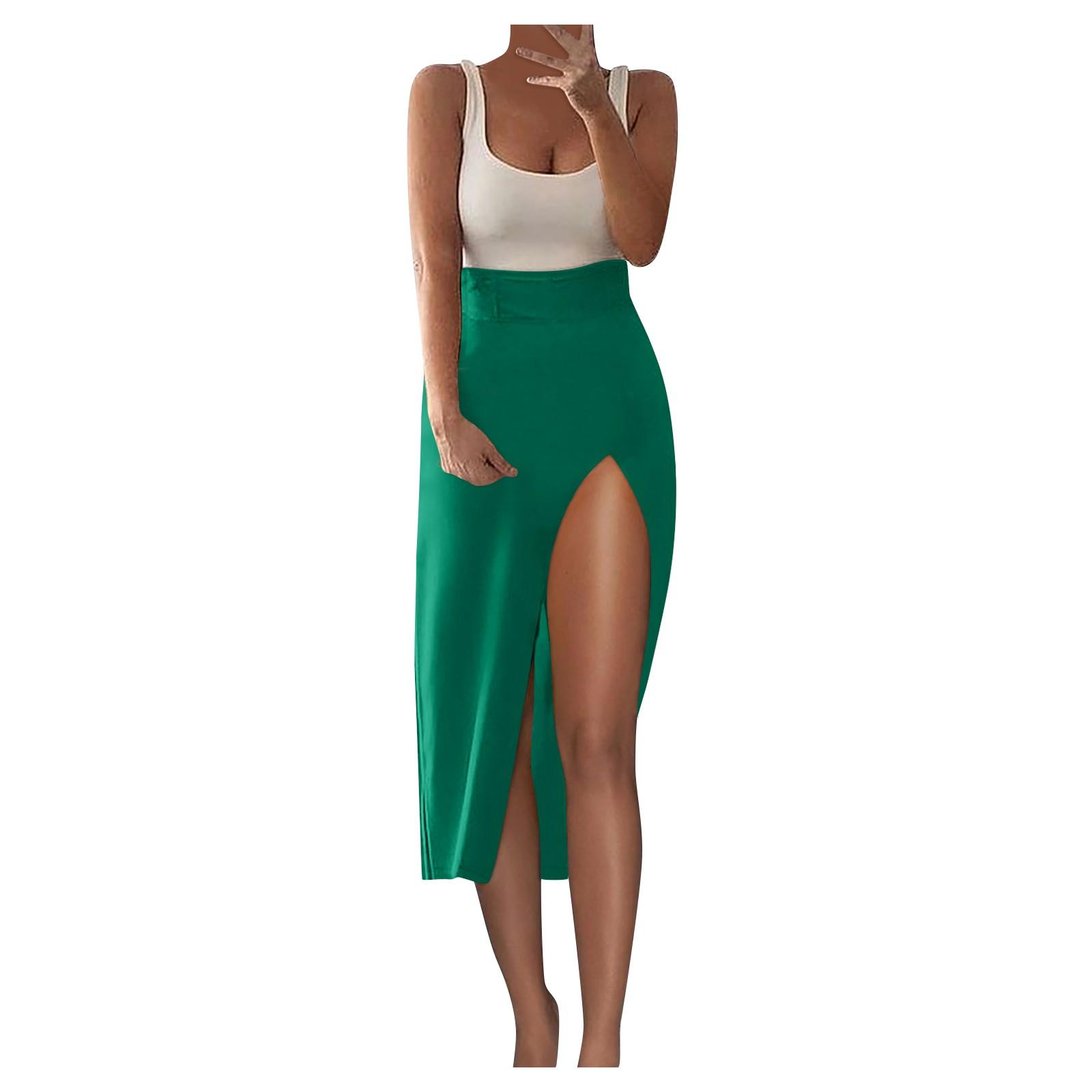 

Женская юбка с эластичным поясом, приталенная, нестандартного дизайна, красочная длинная юбка XL зелёный