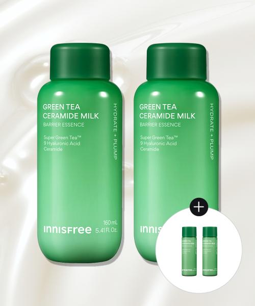 Innisfree [free Gift] Green Tea Ceramide Milk Essence 160ml 2pcs + 25ml 4pcs FREE