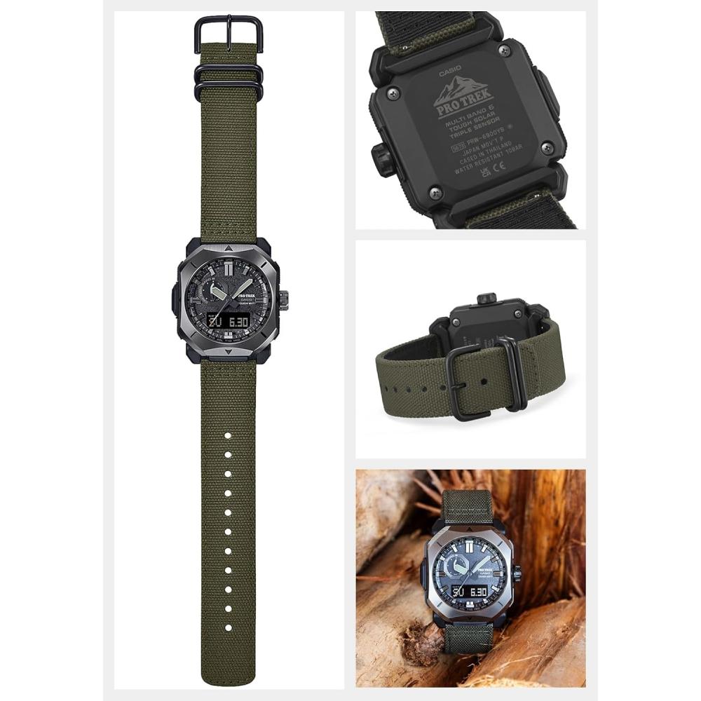 Casio Pro Trek ClimBer Line Radio Solar Cordura Prw 6900yB 3jf Men S Khaki  X B