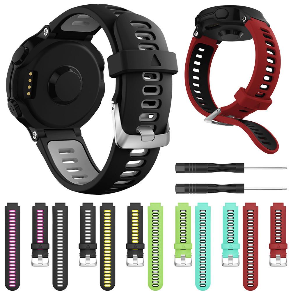 Two-tone Silicone Watch Band for Garmin Forerunner 220/230/235/620/630/F735XT,Adjustable Pin Buckle Wrist Strap