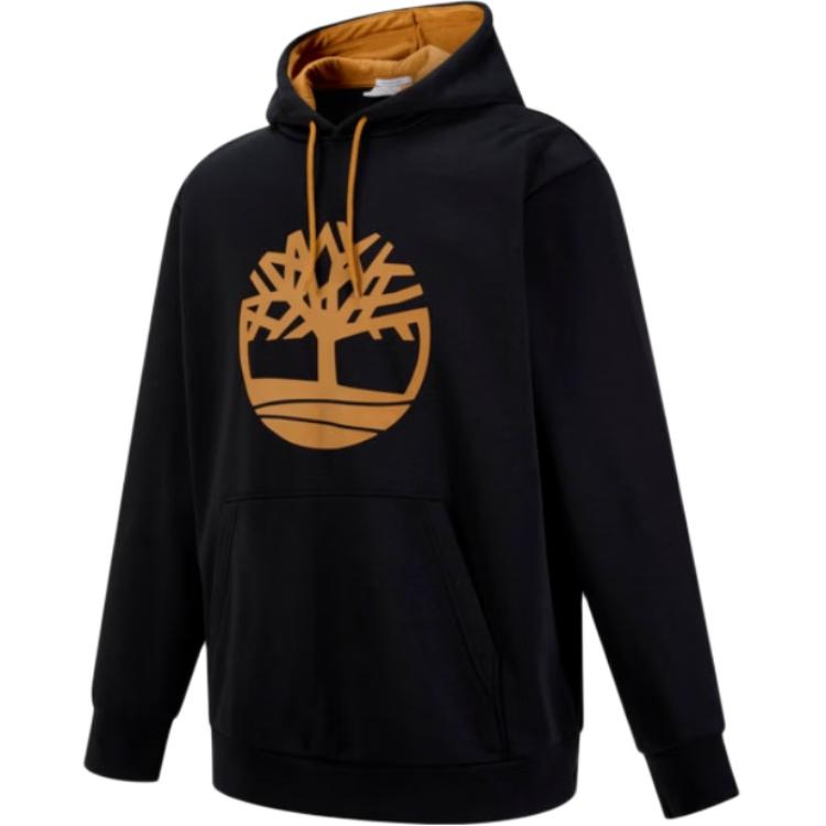 Timberland Men s Big Logo Pullover Hoodie Black Wheat A4445-001 M
