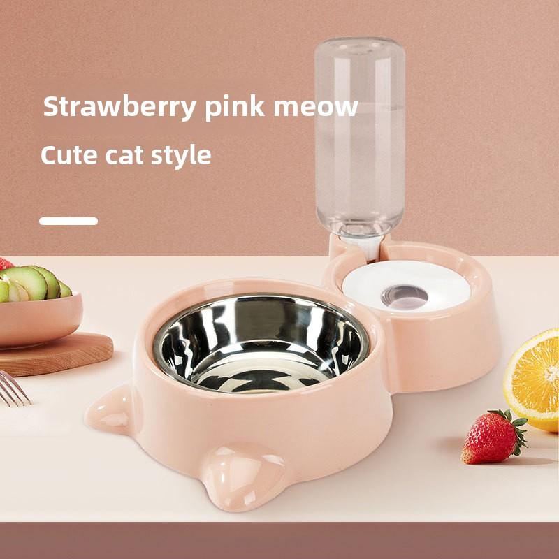 

Миска для собак маленьких и средних пород, миска для кошачьего корма, автоматическая поилка для кошек, миска для риса, нержавеющая сталь, двойная миска, товары для питомцев pink