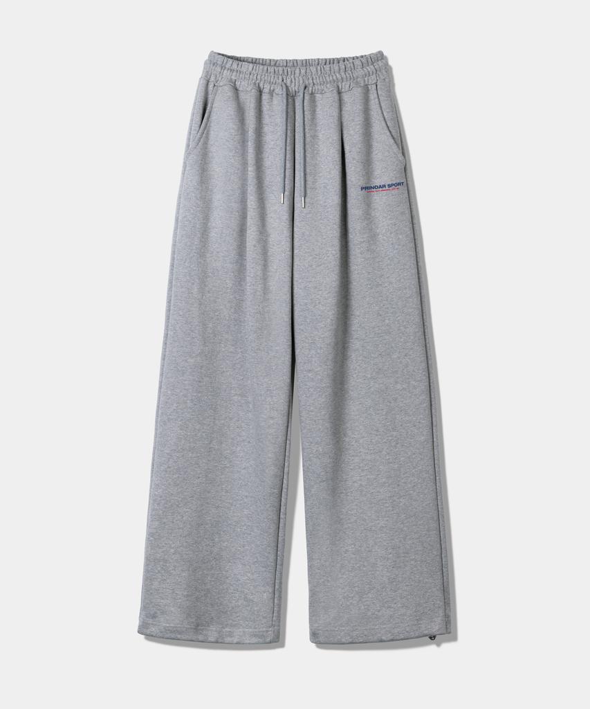 PRINOAR [Fleece Lined] Small Sport String One-Pleat Wide Pants - Melange