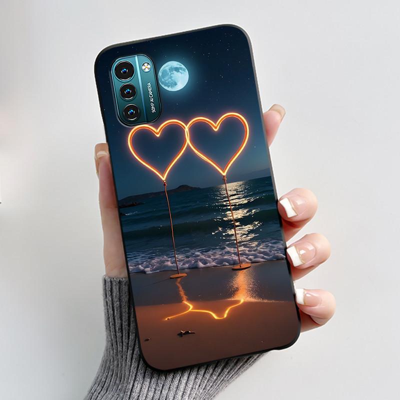 For Nokia G21 G11 Plus Case Cute Love Rabbit Cartoon Black TPU Silicone Soft Cover For NokiaG21 G 11 G11Plus Bumper Phone Case