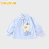 DUUDUU Girls' Cotton Long-Sleeve Applique Shirt