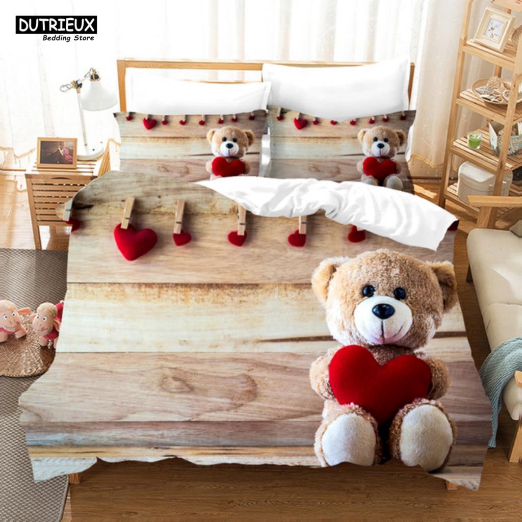 3D Teddybär Bettwäsche Set Weiß Eisbär Bettwäsche Jugendliche Frauen Einzelbett Twin Queen King Übergröße Bettbezug 2/3-teilig Bettwäsche