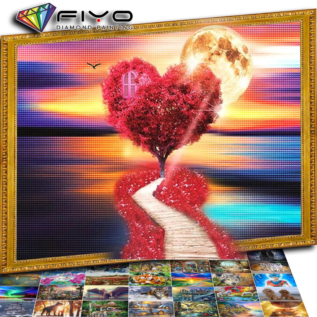 Full Square Diamond Painting Tree Heart 5D DIY Diamond Embroidery Cross Stitch Landscape Sunset Mosaic Wall Art Decor