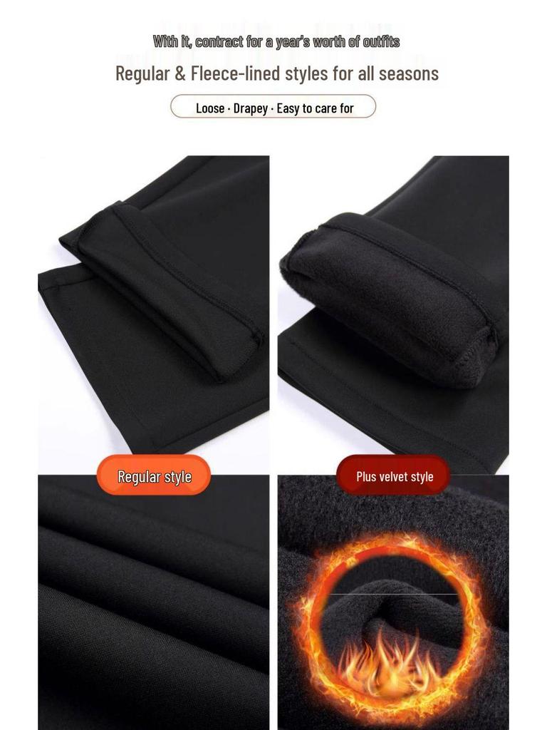High-Waisted Winter Pants for Elderly Women - Loose, Thick, Velvet-Lined, Casual Long Style
