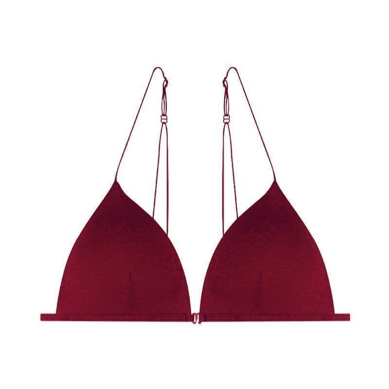 Ropa interior sexy con cierre delantero para mujer, triángulo francés, sin aros, algodón fino, tirantes ultrafinos, hermoso conjunto de sujetador para la espalda