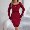Herfst Winter Lazy Wind Losse O-hals Trui Jurk Dames Lange Mouw Rechte Brei Pit Strip Wijde Jurken