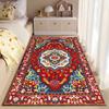 Colorful Geometric Floral Pattern Carpet, Red and Blue Oriental Style Suitable for use as an anti-slip for living room bedroom sofas