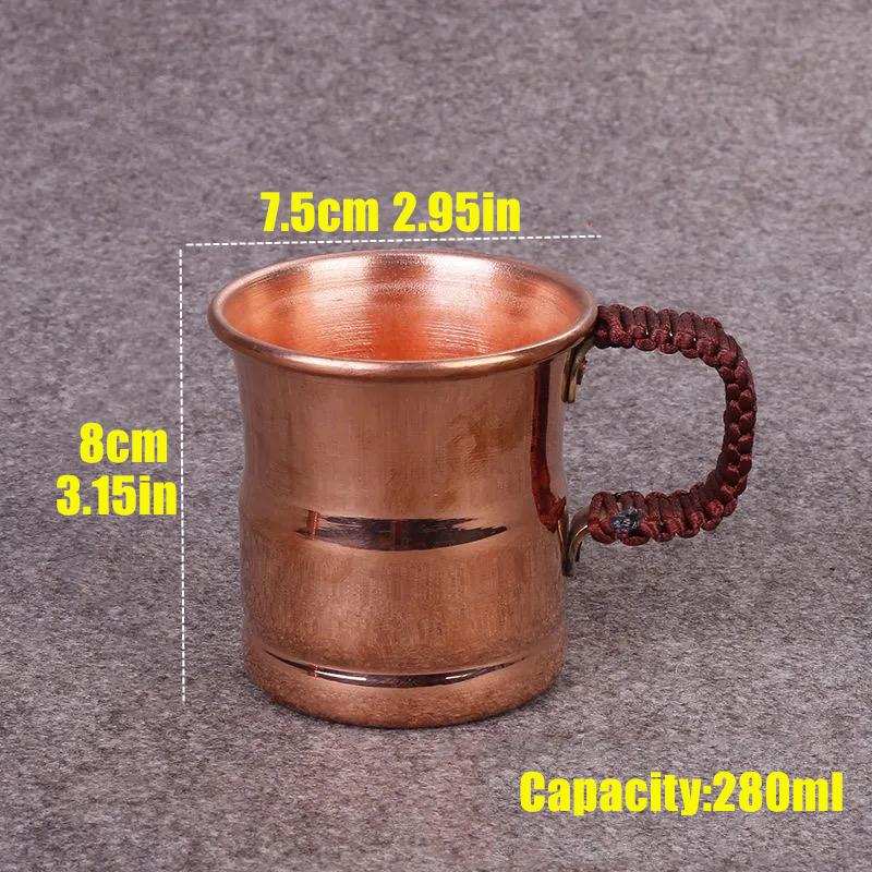 Handcrafted Pure Copper Beer Milk Mug Weave Handle Thickened Moscow Water Mule 400 ml Breakfast Cup Moscow Drinkware Tableware