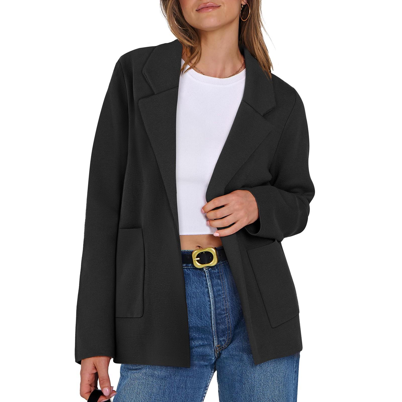 

Женский кардиган, массивная негабаритная женская куртка с открытой передней частью, осенняя верхняя одежда, пальто S чёрный