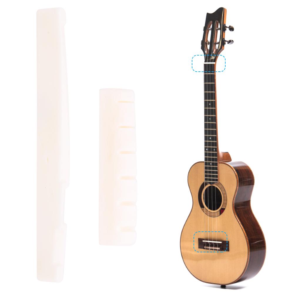 Guitar Nut Saddle Set White Pure Cow Bone Cutting for Folk Acoustic Guitar Accessories