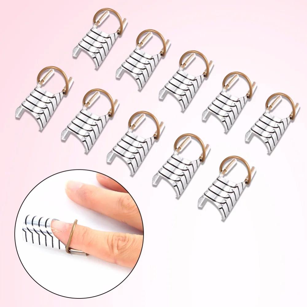 10 Pcs Reusable Nail Extension Forms for UV Gel Polish Guide Builder Tools Kit Acrylic French Tips Manicure