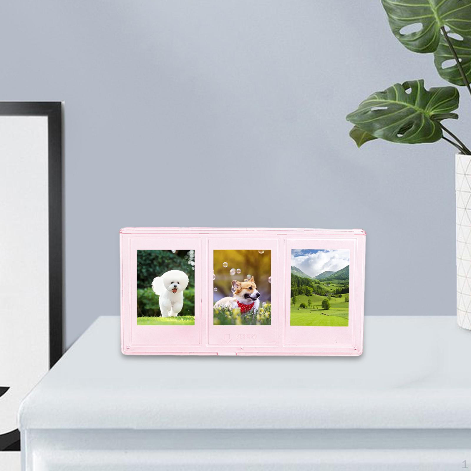 

Decorative Photo Frame Desktop Display Tabletop DIY Crafts for 3 Picture pink