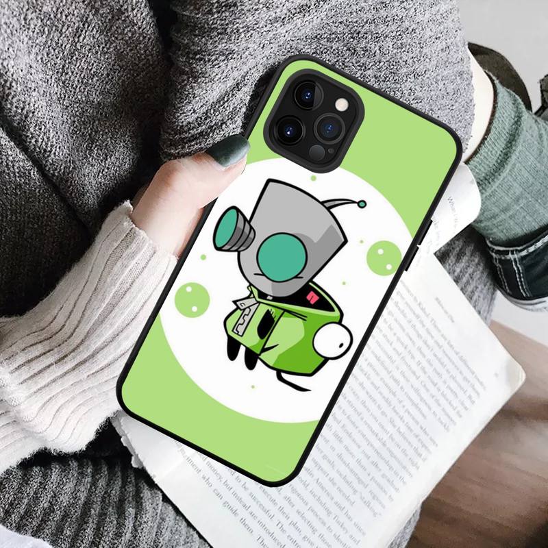 YNDFCNB Invader Zim-Telefonhülle für iPhone 11 12 13 Mini Pro Max 8 7 6 6S Plus X 5 SE 2020 XR XS Funda-Hülle