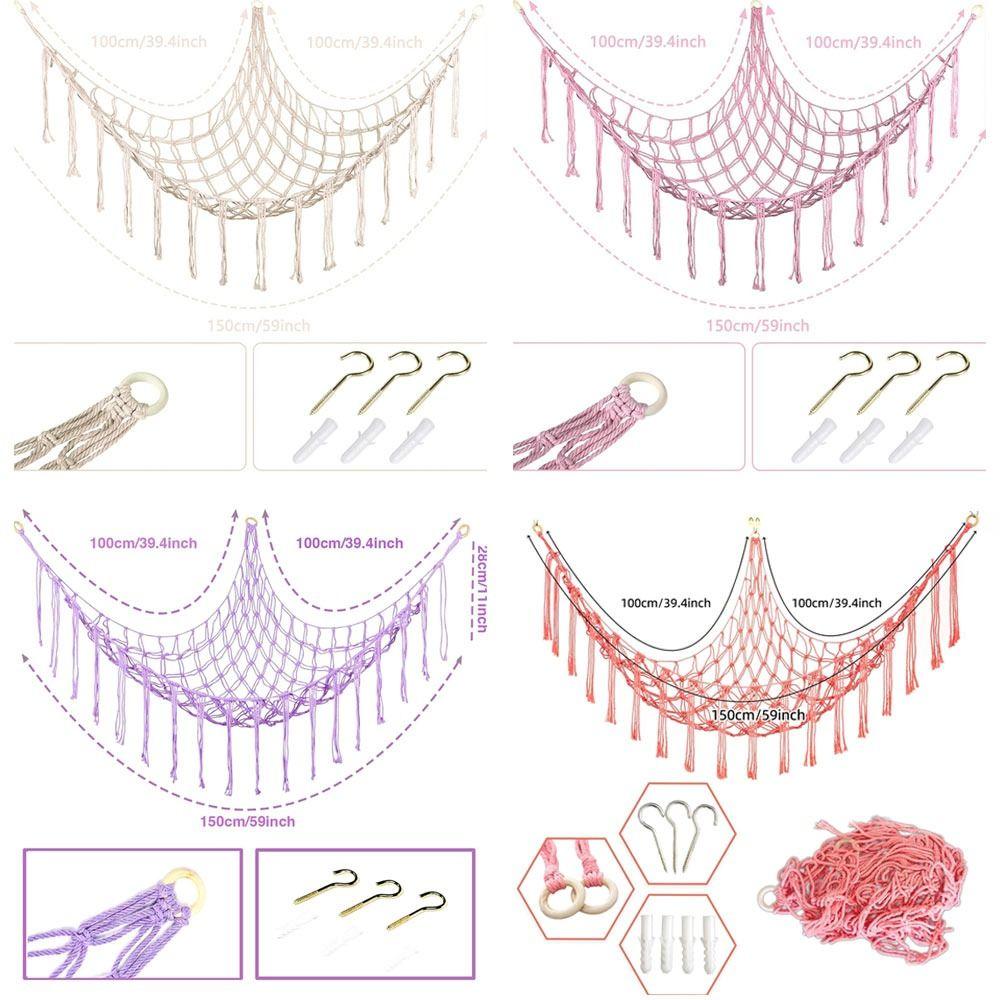 Wall Corner Hanging Storage Net Organizer Woven Triangle Toy Net Creative Mesh Hammock