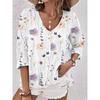 Fashion Women's Spring and Autumn Shirt Long-sleeved V-neck Loose Casual Printed Cardigan Long-sleeved Top