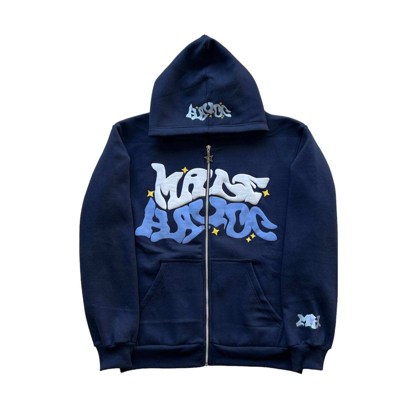 

Новый европейский и американский уличный кардиган в стиле хип-хоп из пенопласта с буквенным принтом, толстовка с капюшоном на молнии, молодежный повседневный свитер XL