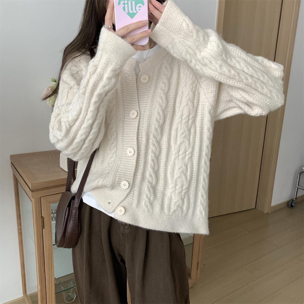 

Осенне-зимний однотонный свитер для женщин, вязаный кардиган-жакет для женщин S бежевый