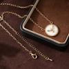 Peace Dove Mother-of-Pearl Pendant Necklace with Rhinestones, Copper, Light Luxury Niche Design, Electroplated Gold.