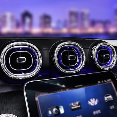 ONGOXD Metal Kristal Elmas Direksiyon Simidi Amblemi Havalandırma Halkası Dekoratif Kapak W206 GLC İç Mekan Özel Parçalar Havalandırma Dış 5 & Mercedes-Benz