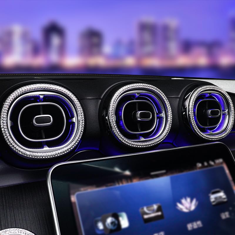 

ONGOXD Metal Crystal Diamond Steering Wheel Emblem Air Vent Ring Decorative Cover for W206 GLC Interior Custom Parts Vent Outer 5 & Mercedes-Benz