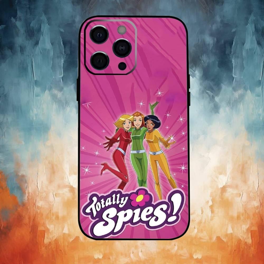 Coque de téléphone Totally Spies Pour iPhone17,16,15,14,13,12,11 Plus,Pro Max Housse Souple Noire