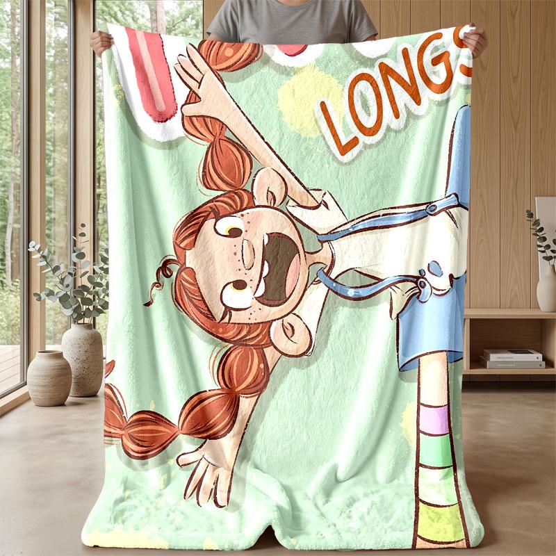 Soft Flannel Blanket Lightweight Cozy Bedroom Living Room CoverPippi Longstocking