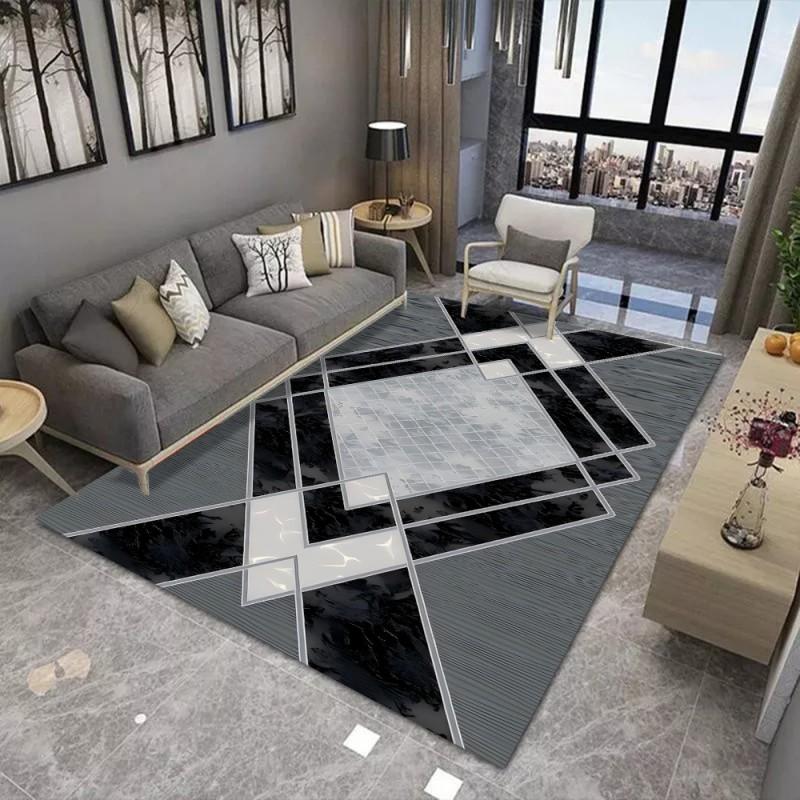 Modern Marble Geometric Rug for Living Room Carpet Bedroom Bedside Rug Sofa Table Area Rug Floor Mats Anti-Slip Doormat