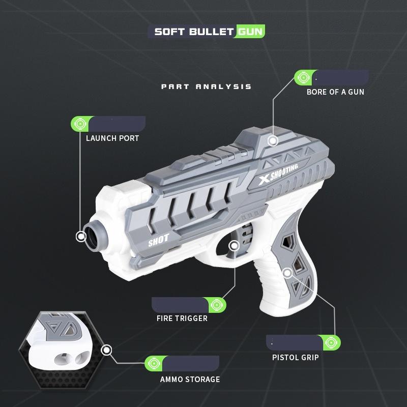 Children Soft Bullet Toy Gun Manual Gun Pistol Dart Blaster Colorful Plastic Shooting Model Launcher with Box Boys Birthday Gift