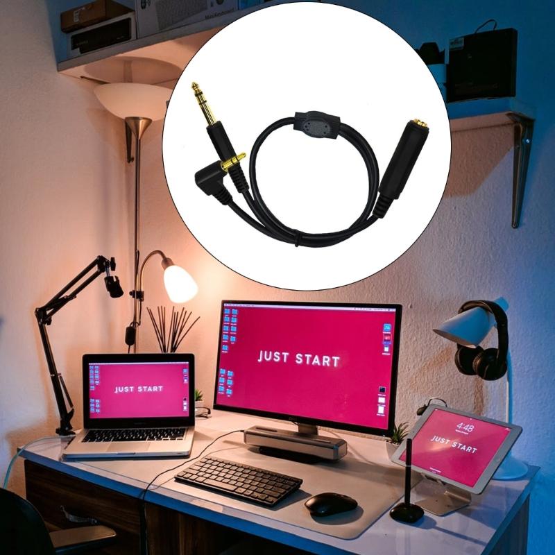 Gold-Plated 6.35mm 1/4" Female to 6.35mm 1/4" Male Cable Stereo Audio Adapter Y Splitter Cable 6.35mm to 3.5mm Male