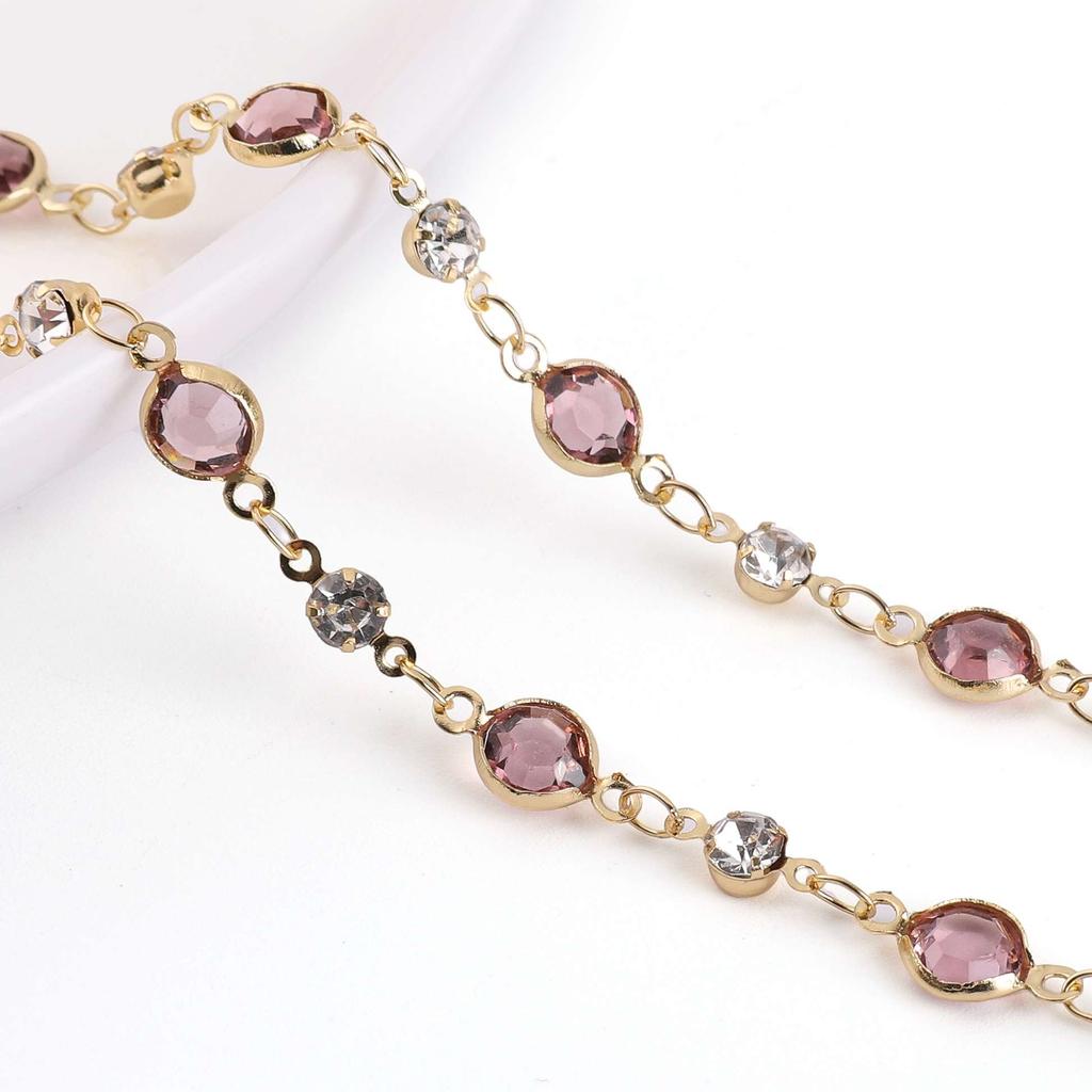 50cm/100cm Color Rhinestone Chain Color Retention Copper Chain DIY Bracelet Necklace Accessories