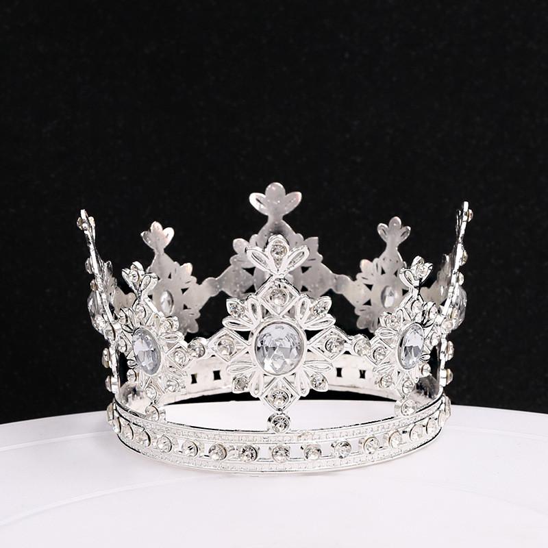 Round Metal Crown Small Diadem Children Circle Birthday Party Cake Baking Decoration Ornaments Tiaras Wedding Hair Jewelry Gift