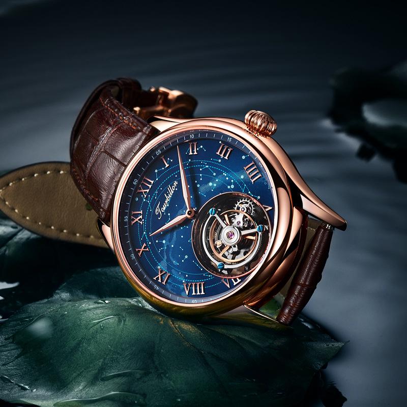 2024 Men's Fully Automatic Swiss Tourbillon Skeleton Watch - Fashionable Leather Strap, Waterproof Design