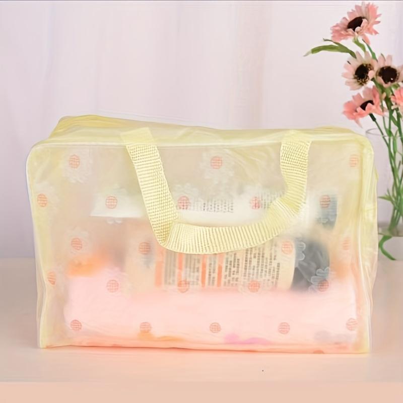 1pcs Transparent Travel Toilet Bag Waterproof PVC Toilet Bag, Waterproof Storage Cosmetic Bag with Zipper Handle Belt, Carry-on Airport Cosmetic Bag