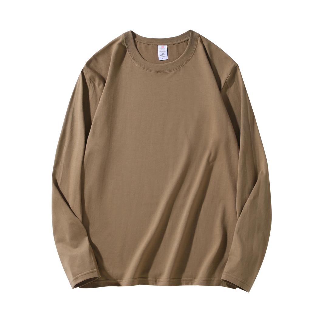 220g Heavyweight Pure Cotton Unisex Long Sleeve T-shirt - Loose Fit Solid Color Casual Sweatshirt