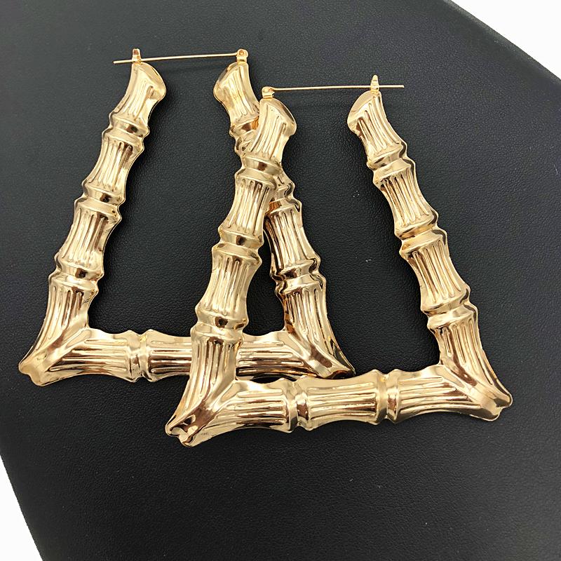Punk Goud Zilver Kleur Bamboe Hoepel Oorbellen Voor Vrouwen Geometrisch Grote Ronde Cirkel Bamboe Oorbellen Sieraden Hip Hop Feest Sieraden