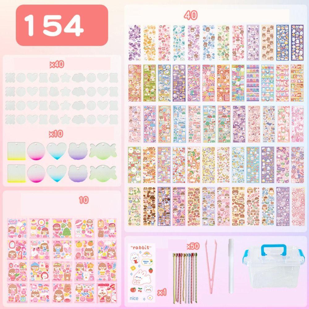 

Handmade DIY Keyring Handwork Guka Sticker Set DIY Handbook Material Sticker Student Stationery 154pcs