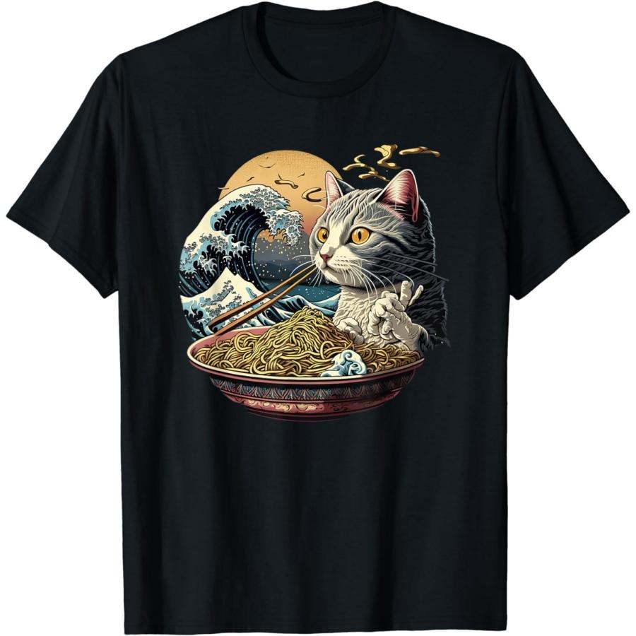 Футболка ZAANU Ramen Cat Kawaii Anime Japanese Vintage XXXXXL чёрный